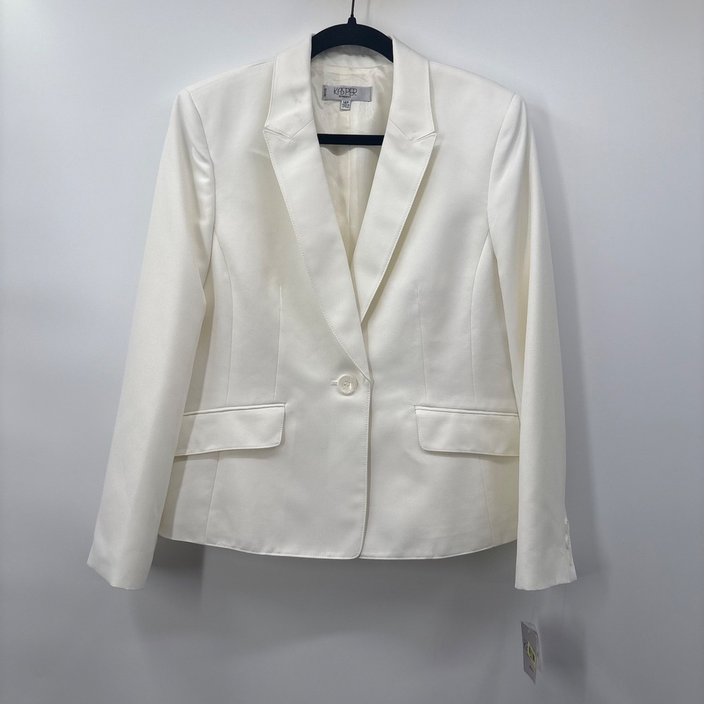 Kasper Womens Size 14 Blazer Petite Suit Jacket White Dress New